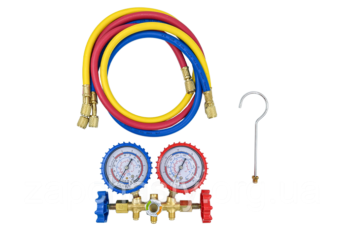 Манометричний колектор для фреону двовентильний Whicepart CT-536G-A зі шлангами