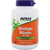 Гинкго Билоба NOW Foods Ginkgo Biloba 60 mg 240 Veg Caps KV, код: 7518366