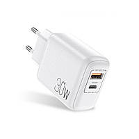 Сетевое зарядное устройство для телефона USLION UD7532 QC3.0 PD3.0 30W 1xUSB + Type-C White KP, код: 7928394