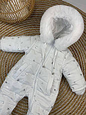 Зимовий дитячий теплий комбінезон з пінетками та рукавичками для новонароджених розмір 80, фото 3