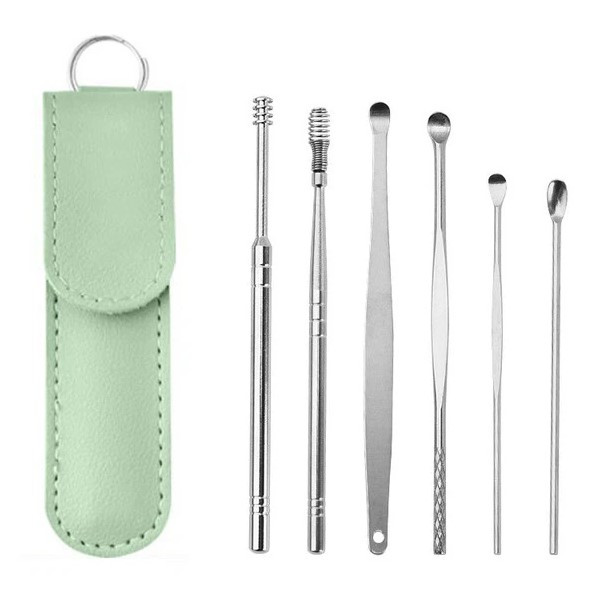 Набір металевих паличок та скребків для чищення вух у чохлі, фото 1