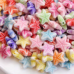Намистини акрилові "дитячі" "Морська зірка" 10х9 мм, колір мікс (30 шт)