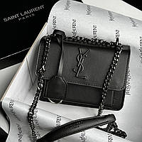 Yves Saint Laurent Sunset Mini Chain Black/Black 18 х 13 х 6 см женские сумочки и клатчи высокое качество