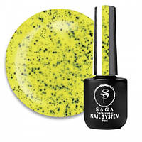 Гель-лак Saga Professional Black Snow 07 салатово-жовтий з чорними крапками, 9 мл