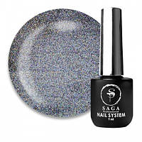 Топ для гель-лаку без липкого шару Saga Professional Top Crush 03 голографічний ефект, 9 мл