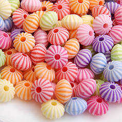 Намистини акрилові "дитячі" "Гарбузик" 10х9 мм, колір мікс (30 шт)