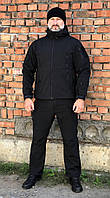 Тактический осенний костюм Soft Shell черный Мужской рабочий костюм для патрульной полиции