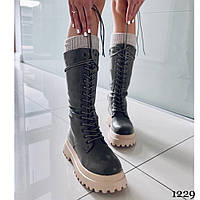 Жіночі високі чоботи на високій підошві зі шнурівкою 37, 38. 39 Розпродаж