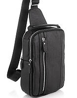 Кожаная сумка-слинг через плечо мужская TidinBag черная 56482-V