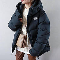 Женская дутая куртка в стиле THE NORTH FACE Черная Зимняя Теплая С подкладкой Плащевка Силикон 250 Пуховик