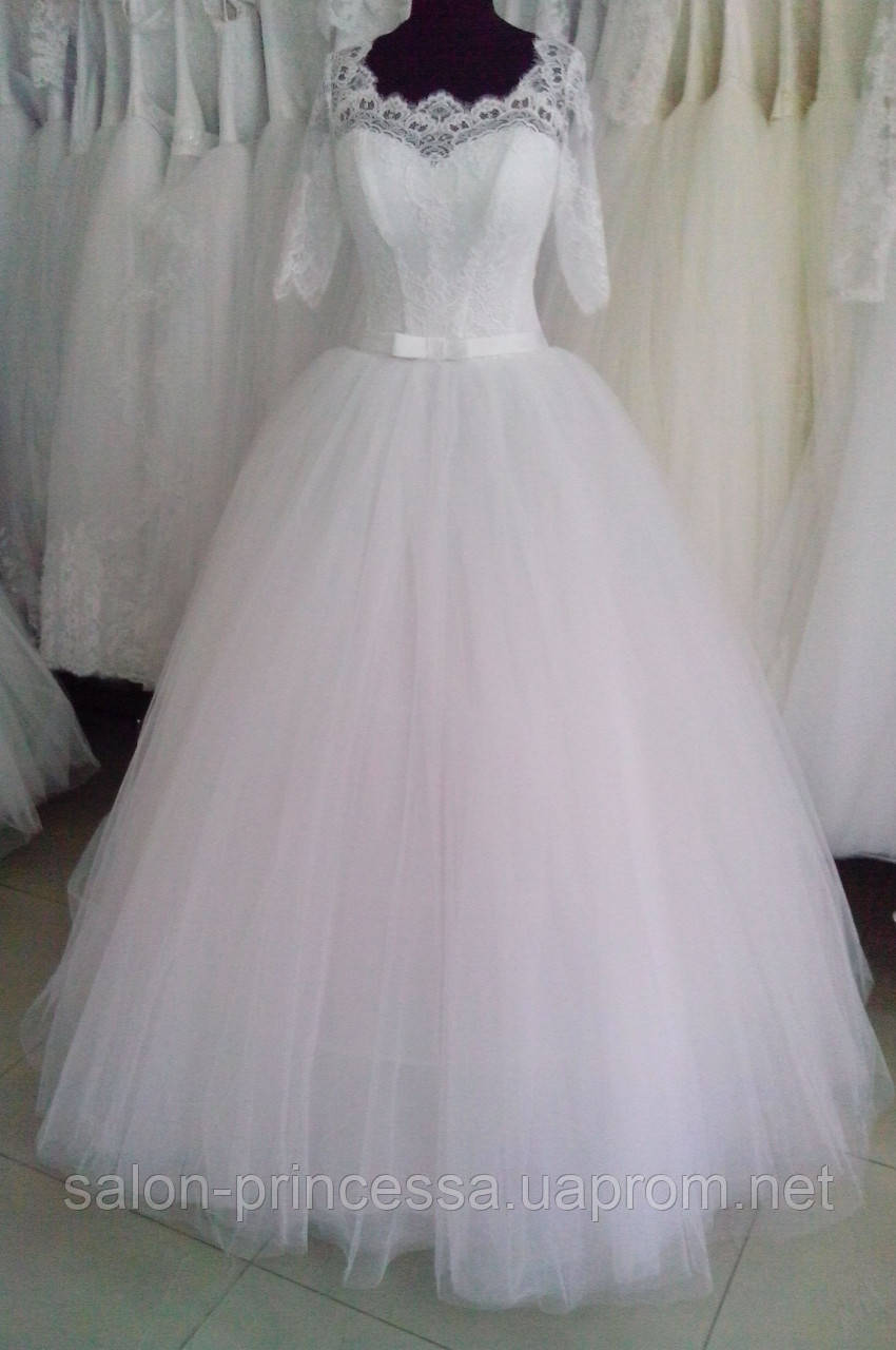 Свадебное платье с рукавчиком 1/2 "16-14" - фото 3 - id-p343030973