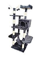 Мягкий серый домик царапка для кошек и котов, домашний игровой комплекс для домашних животных 150х50х50 см