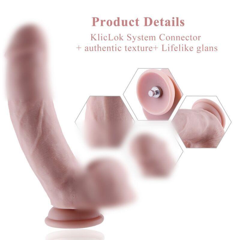Силіконовий фалоімітатор Hismith 8.3″ Silicone Dildo, вигнутий, система KlicLok, 21х4,8 см.