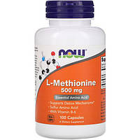 Метионин NOW Foods L-Methionine 500 mg 100 Caps NOW-00117 OE, код: 7518441