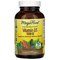 Витамин D3 1000 IU, Vitamin D3, MegaFood, 90 таблеток TE, код: 6457248