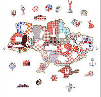 Патриотический сувенир. Двухслойная настенная карта Украина вышитая S