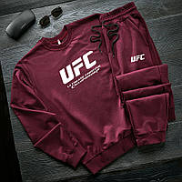 Комплект мужской Кофта + Штаны UFC осенний весенний бордовый | Спортивный костюм весна осень ЮФС