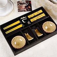 Набор посуды для суши Хризантемы 6 предметов Золотой