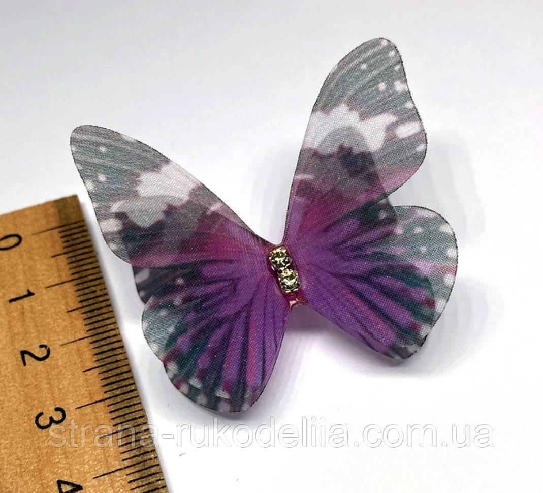Шифонові метелики / двошарові / ціна за 1шт / ~4см - фото 1 - id-p1403417060