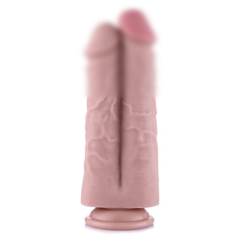 Подвійний ділдо для секс-машин Hismith 8.5” Two Cocks One Hole Silicone Dildo, 21,5х7 см., фото 1