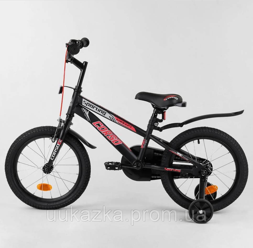 Велосипед детский 2-х колёсный CORSO 16 (собран на 75%) Black Red (101964) UK, код: 2633698 - фото 2 - id-p1956377694