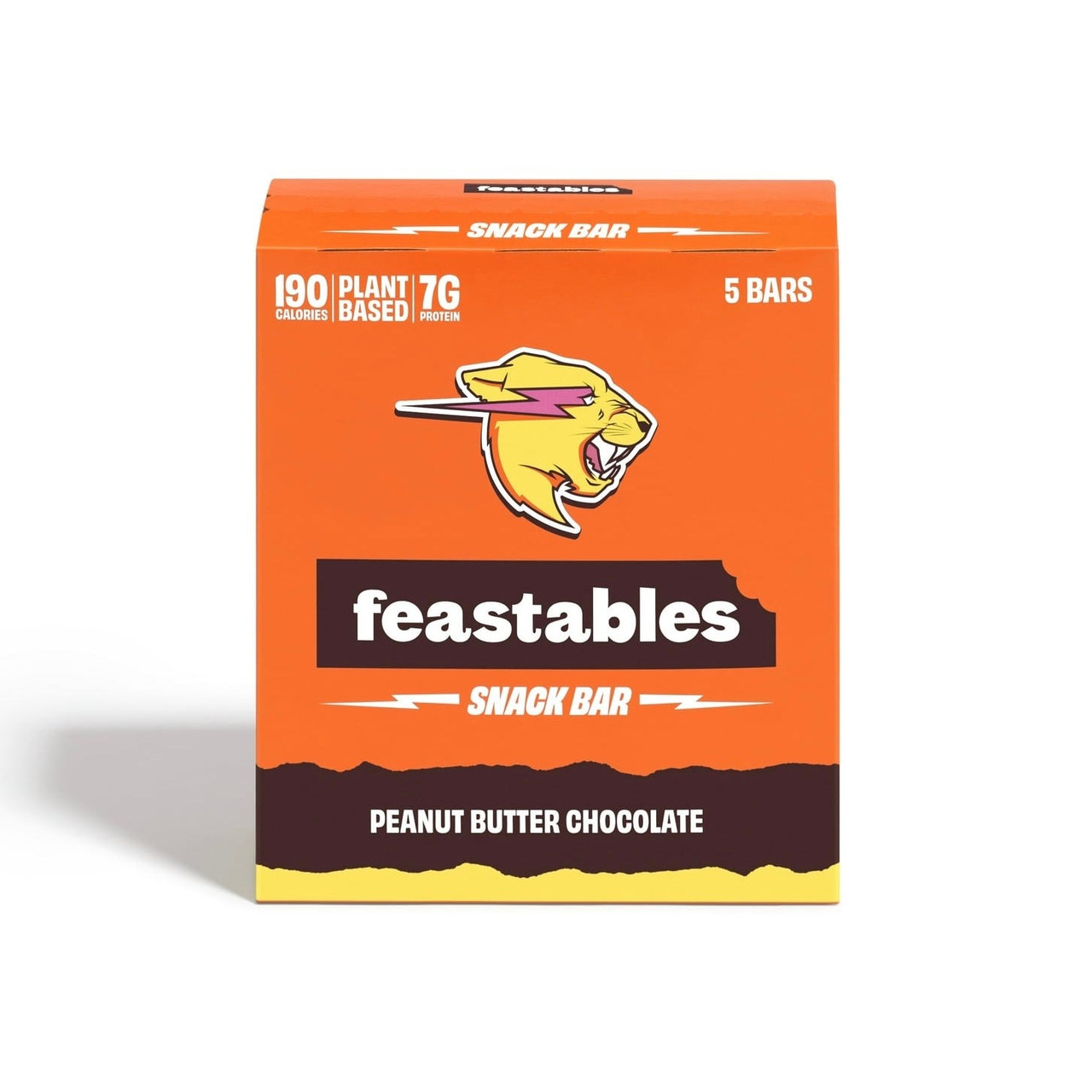 Шоколадні батончики Feastables MrBeast Peanut Butter Chocolate Snack Bar 5x40 g, фото 1