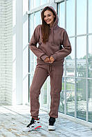 Шикарный женский спортивный костюм с начесом: худи с капюшоном и штаны
