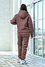 Шикарний жіночий спортивний костюм з начосом: худі з капюшоном та штани, фото 2