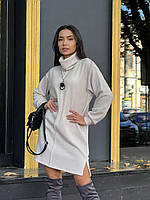Женское платье осенне зимнее теплое белое вязаное размер XS-S, M-XL вязка | Теплое зимнее платье