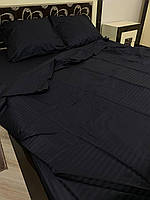 Комплект постельного белья страйп-сатин 150х210 см чёрный 100% хлопок
