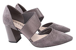 Туфлі жіночі з натуральної замші на великому каблуці колір Сірий Polann 161-21LT 40 SC, код: 7366926