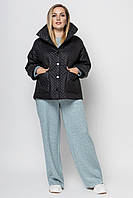 Черная фактурная куртка из плащевки с утеплителем, больших размеров от 50 до 58 52