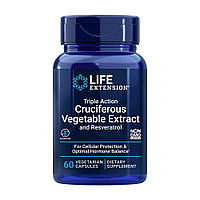 Натуральная добавка Life Extension Triple Action Cruciferous Vegetable Extract with Resveratrol, 60 вегакапсул
