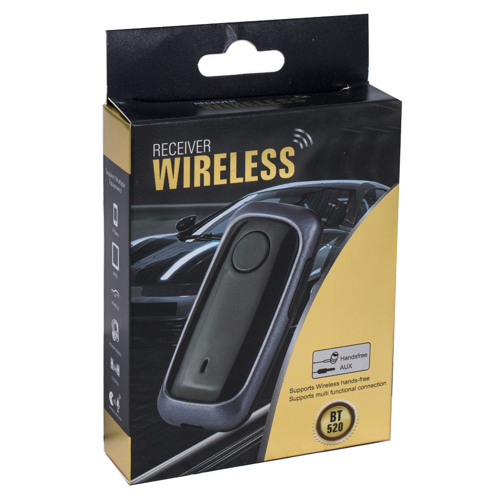 Bluetooth адаптер ресивер BT520 AUX для автомобіля Black