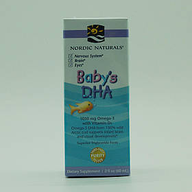 Рідкий риб'ячий жир для дітей + D3, Baby's DHA, Nordic Naturals, 60 мл