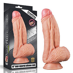 Фалоiмiтатор значного розмiру 10'' Dual layered Platinum Silicone Cock – Flesh