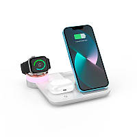 Зарядка Qi 4in1 wireless charger RGB X499  ⁇ Phone/Watch/Earphones, 15W Max ⁇ 