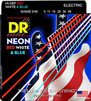 Струни для електрогітари DR NUSAE-9 46 Hi-Def Neon Red White Blue K3 Coated Light Electric Gu CP, код: 6556158