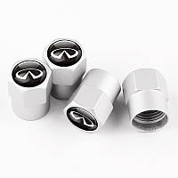 Металеві ковпачки на ніпель для Інфініті Short Silver Matte Infiniti — 4 шт.