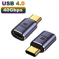 Перехідник адаптер OTG USB Type-C M/F (USB 4.0, 40Gbps, 100 W, 8K) Metal Style-1