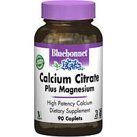 Микроэлемент Кальций Bluebonnet Nutrition Calcium Citrate Plus Magnesium 90 Caplets BLB0716 GT, код: 7679186