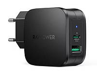 Зарядное устройство RavPower PD Pioneer 30 W 2-Port Wall Charger Black (RP-PC144) SB, код: 8032969