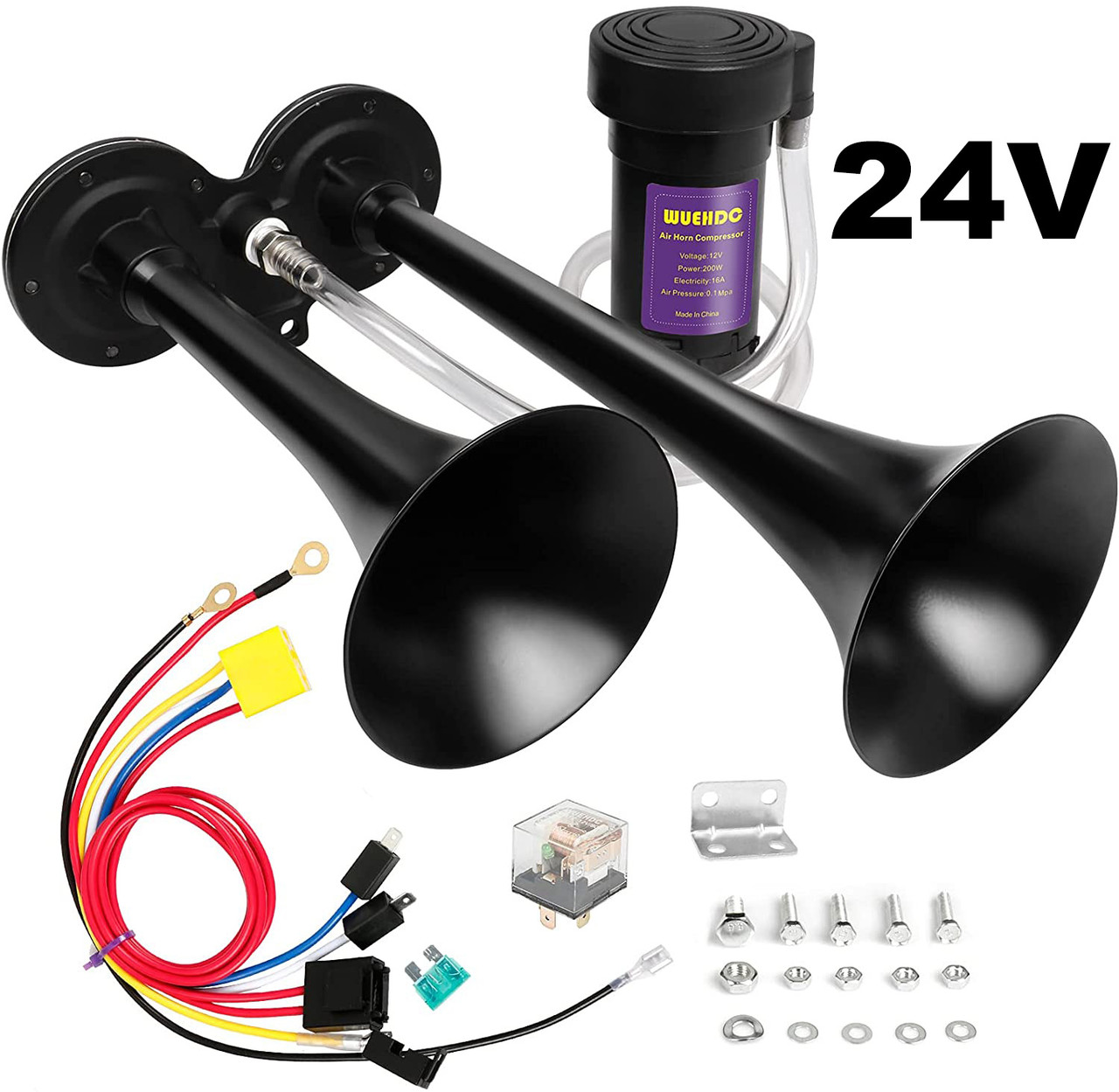 Сигнал повітряний "Dual Air Horn TZ-301" 2 дудки (рожка) з компрессором (24V, 150DB)