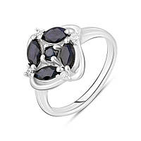 Серебряное кольцо SilverBreeze с натуральным сапфиром 1.31ct фианитами (2120049) 17.5 BB, код: 8025562