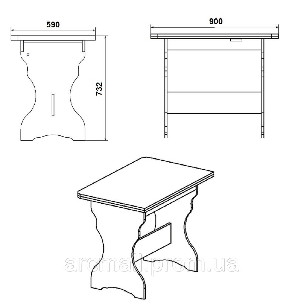 Кухонный стол KOMPANIT КС-3 Венге AM, код: 6518299 - фото 2 - id-p1957536660