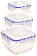 Набор квадратных контейнеров для пищевых продуктов 3в1 Алеана 167050 TS, код: 6740500