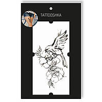 Временная тату Tattooshka Цветы с птицей QC-909 GT, код: 7481875