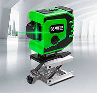 Лазерный уровень нивелир Hilda 3D с нижней призмой Зеленый + ПУЛЬТ
