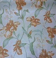 Обои на бумажной основе простые Шарм 134-03 Джулия салатовые цветы (0,53х10м.) TS, код: 7664165