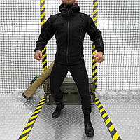 Мужской демисезонный Костюм Police Куртка + Брюки / Полевая форма Softshell черная размер M